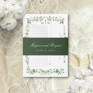 Bandeau De Faire-part Mariage Megan Elegant Simple Green Names