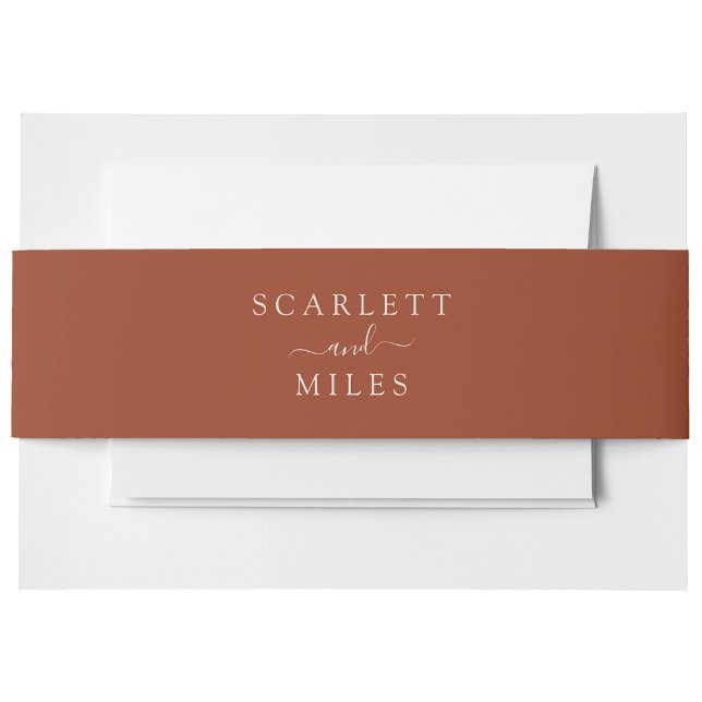 Bandeau De Faire-part Mariage minimal de cuivre automnal nom de la marié (Copper Minimal Fall Bride Groom Name Wedding Invitation Belly Band by Painted Paperie)