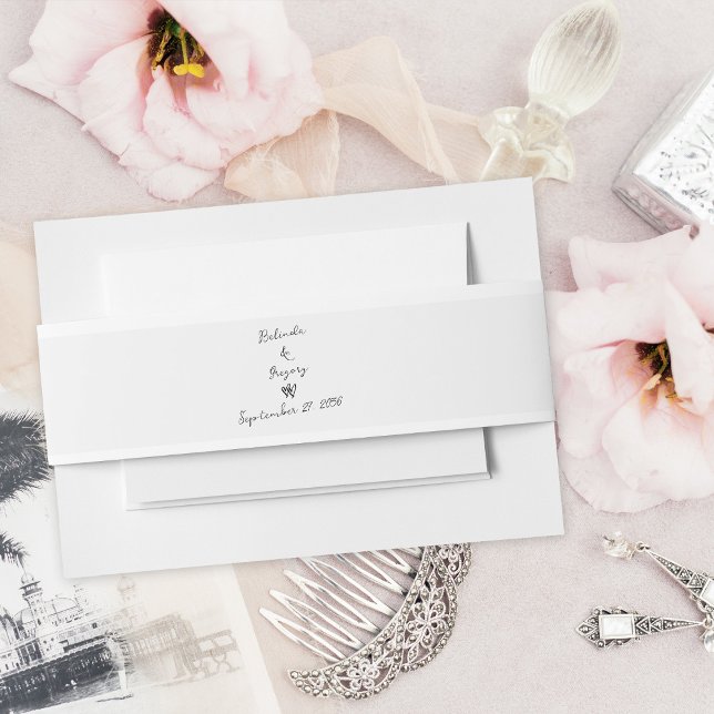 Bandeau De Faire-part Mariage minimaliste de typographie écrite à la mai (Minimalist Script Hand Written Typography Wedding Invitation Belly Band)