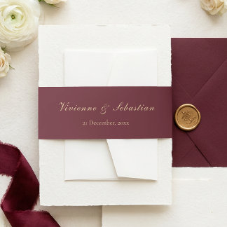 Bandeau De Faire-part Mariage minimaliste élégant bordeaux or