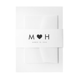 Bandeau De Faire-part Mariage minimaliste moderne Black Heart
