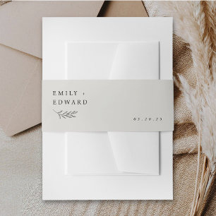 Bandeau De Faire-part Mariage Minimaliste Moderne Feuillage Beige Neutre