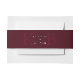 Bandeau De Faire-part Mariage minimaliste moderne Monogramme bordeaux