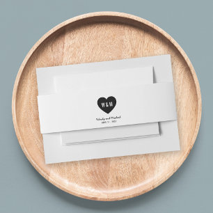 Bandeau De Faire-part Mariage Moderne au Cœur Monogramme