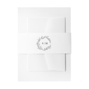 Bandeau De Faire-part Mariage moderne minimaliste à feuille noire et bla