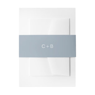Bandeau De Faire-part Mariage Moderne Monogramme Bleu Poussiéreux