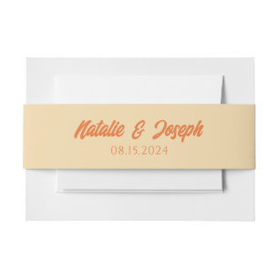 Bandeau De Faire-part Mariage Moderne Orange Coloré Funky Amusant