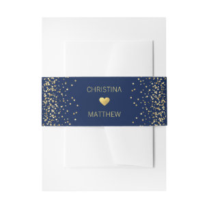Bandeau De Faire-part Mariage moderne personnalisé de bleu marine de