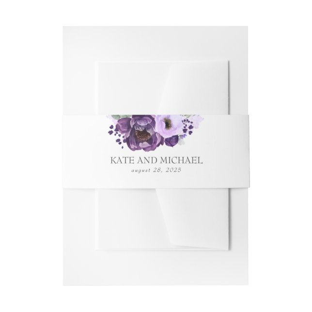 Bandeau De Faire-part Mariage Moderne Violet Aubergine (Devant example)