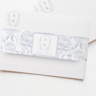 Bandeau De Faire-part Mariage Monogramme Bleu Poussiéreux de Crête