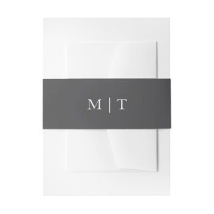 Bandeau De Faire-part Mariage Monogrammé Gris et Blanc