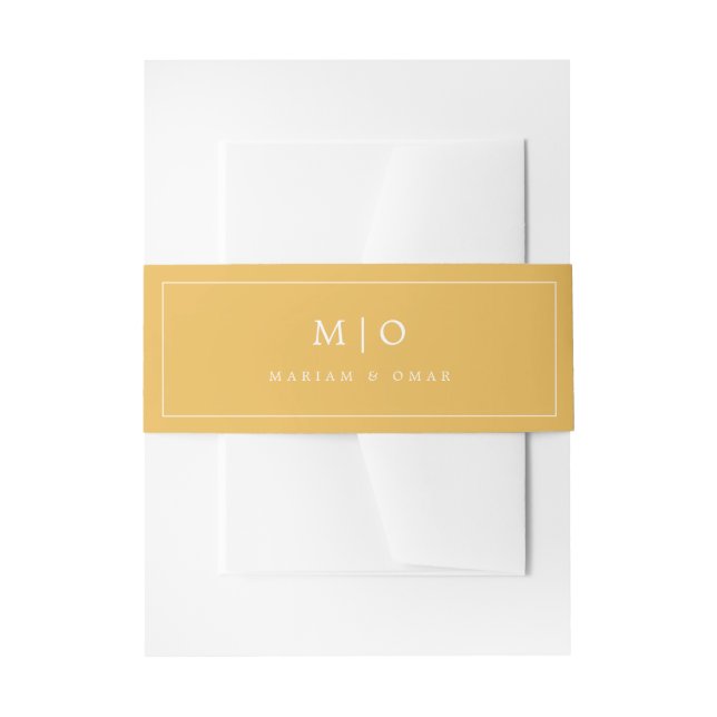 Bandeau De Faire-part Mariage monogramme jaune laiton minimaliste (Devant example)