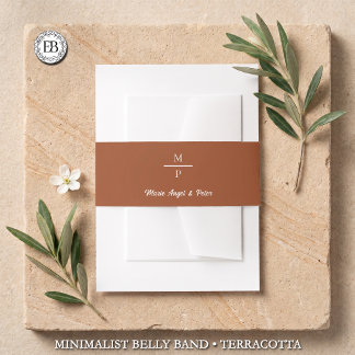 Bandeau De Faire-part Mariage Monogramme Minimaliste en Terracotta