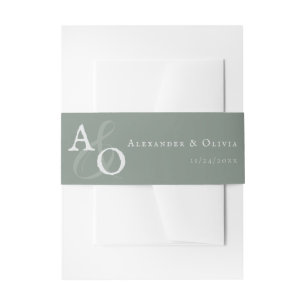 Bandeau De Faire-part Mariage Monogramme minimaliste Sage Green