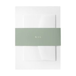 Bandeau De Faire-part Mariage Monogramme Simple Vert Sauge Moderne