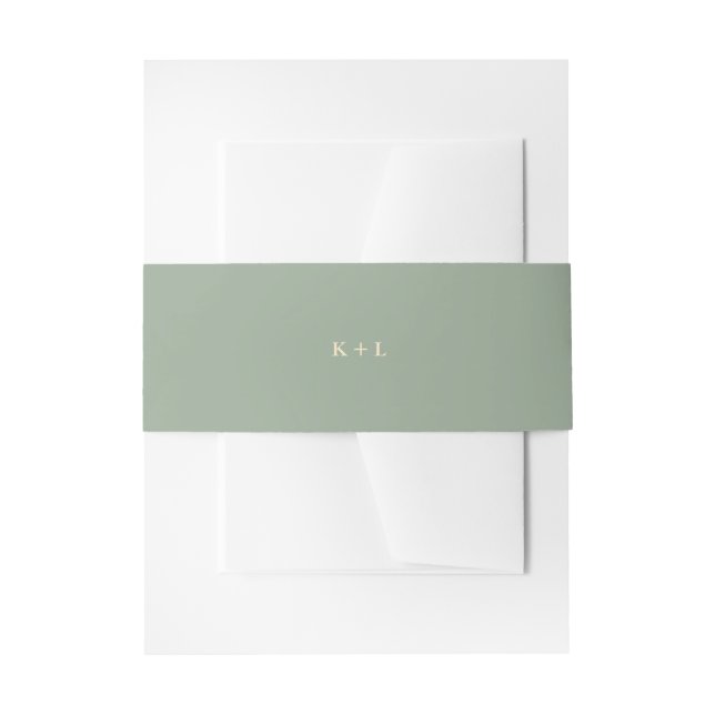 Bandeau De Faire-part Mariage Monogramme Simple Vert Sauge Moderne (Devant example)