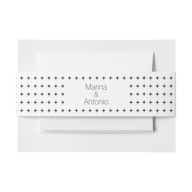 Bandeau De Faire-part Mariage motif simple en noir géométrique, blanc (Devant Example)