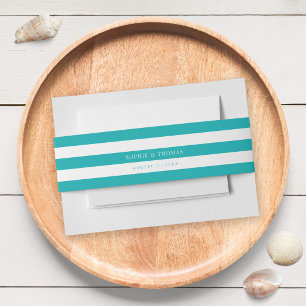 Bandeau De Faire-part Mariage Nautique avec Rayures Blanches et Couleur