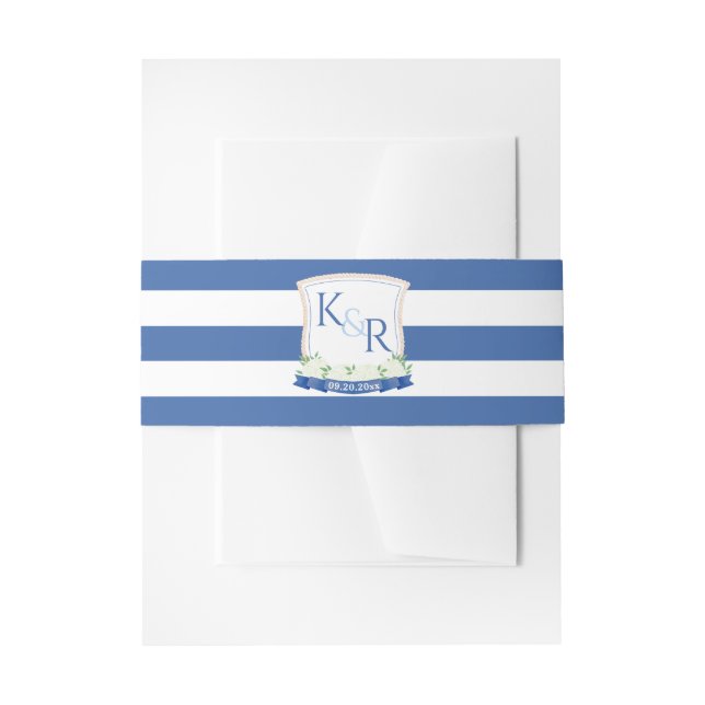 Bandeau De Faire-part Mariage nautique Marine White Monogram Crest (Devant example)