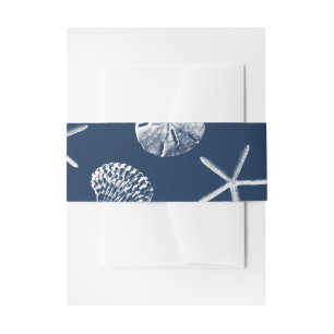 Bandeau De Faire-part Mariage Navy Blue Beach Seashells
