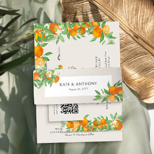 Bandeau De Faire-part Mariage neutre en fleurs d'orange