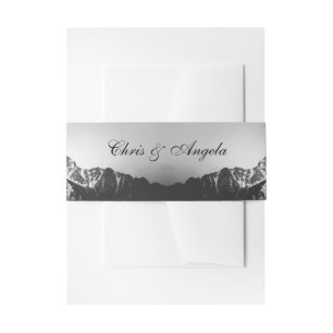 Bandeau De Faire-part Mariage noir et blanc sous les montagnes