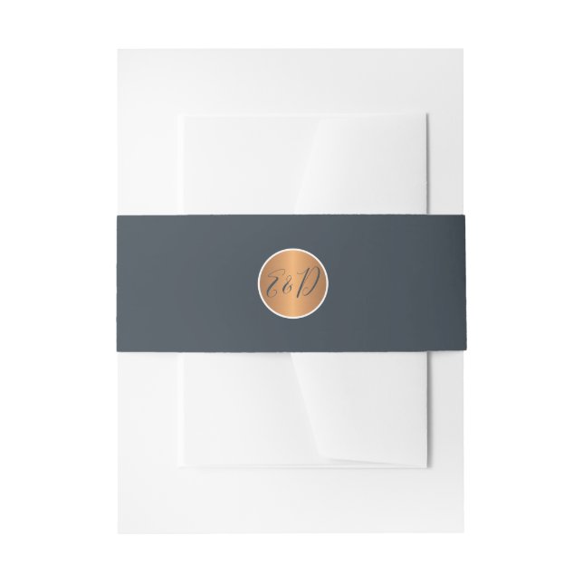 Bandeau De Faire-part Mariage nom monogramme initiales or marine (Devant example)