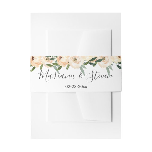 Bandeau De Faire-part Mariage or beige floral (Devant example)