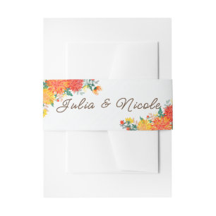 Bandeau De Faire-part Mariage Pastel Orange Yellow Spring Dahlia Fleurs