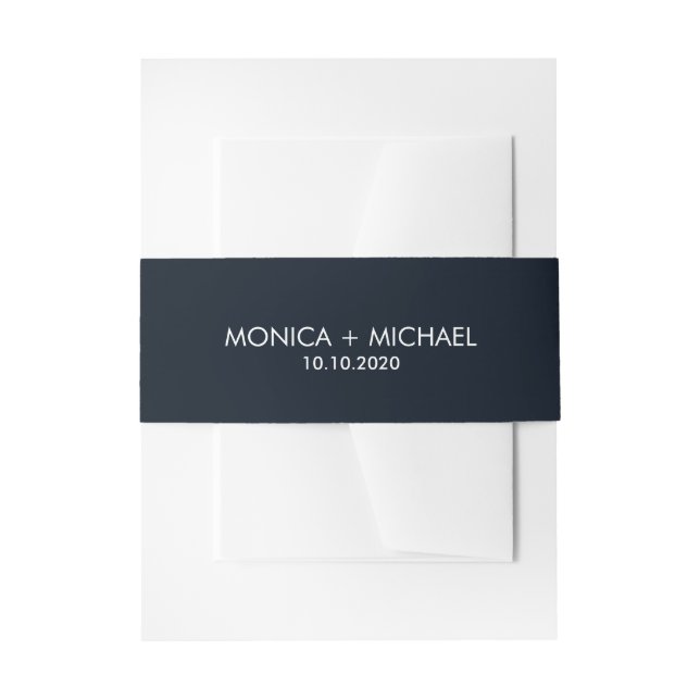 Bandeau De Faire-part Mariage personnalisé bleu foncé classique (Devant example)