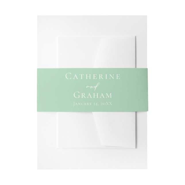 Bandeau De Faire-part Mariage personnalisé Chic Mint Green White (Devant example)