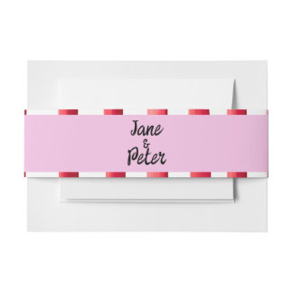 Bandeau De Faire-part Mariage rayé rose et rouge 