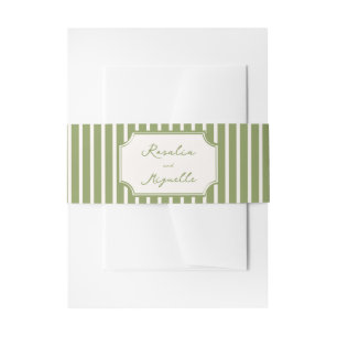 Bandeau De Faire-part Mariage rayures vintage vert sauge