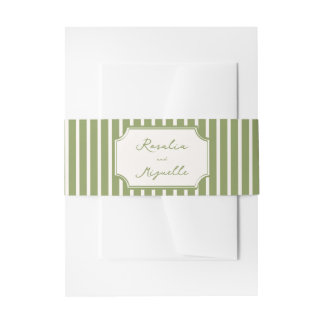 Bandeau De Faire-part Mariage rayures vintage vert sauge