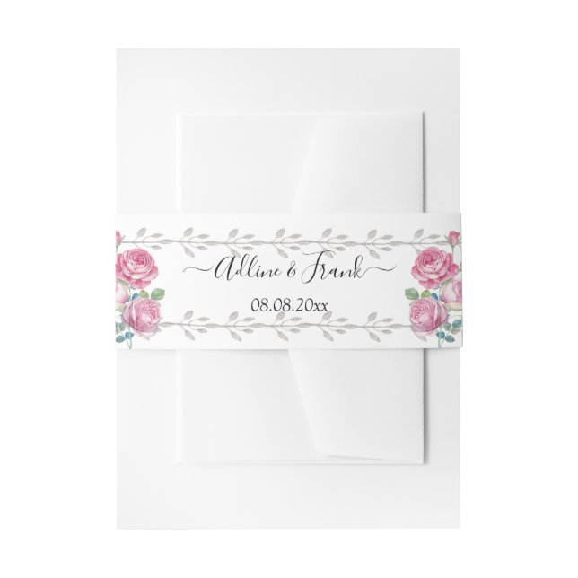 Bandeau De Faire-part Mariage rose aquarelle (Devant example)