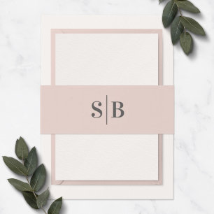 Bandeau De Faire-part Mariage rose clair monogramme simple