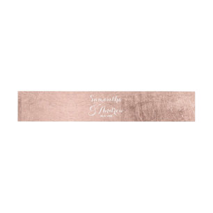 Bandeau De Faire-part Mariage rose de feuille d'or de faux de luxe