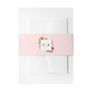 Bandeau De Faire-part Mariage rose pavot de Mariage de monogramme