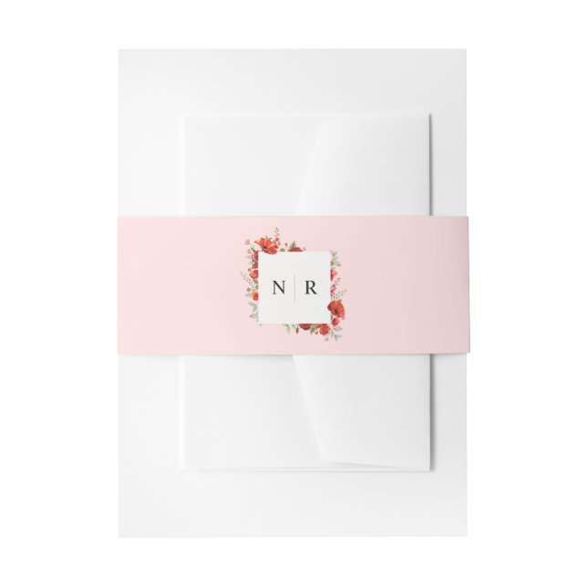 Bandeau De Faire-part Mariage rose pavot de Mariage de monogramme (Devant example)