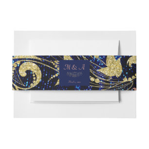 Bandeau De Faire-part Mariage Royal Blue Gold Butterfly