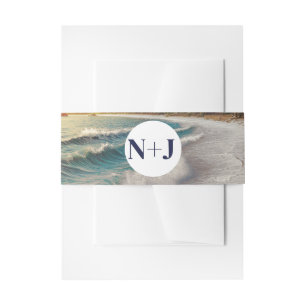 Bandeau De Faire-part Mariage Rustique au Coucher du Soleil sur la Plage