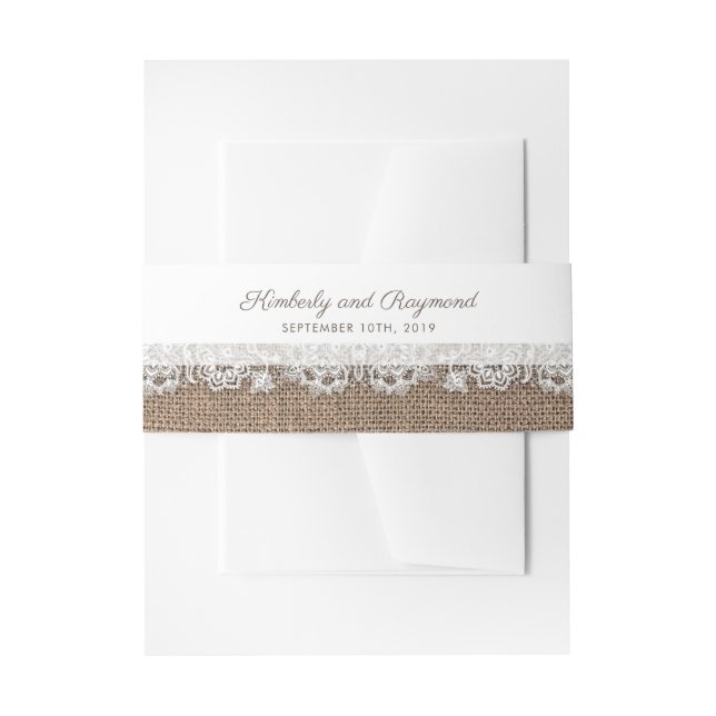 Bandeau De Faire-part Mariage rustique Burlap and White Lace (Devant example)