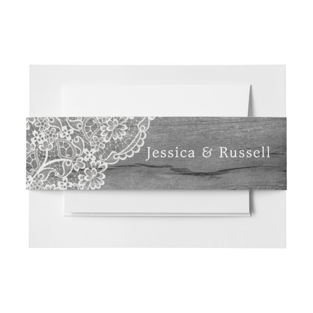 Bandeau De Faire-part Mariage Rustique en dentelle de bois (Devant Example)