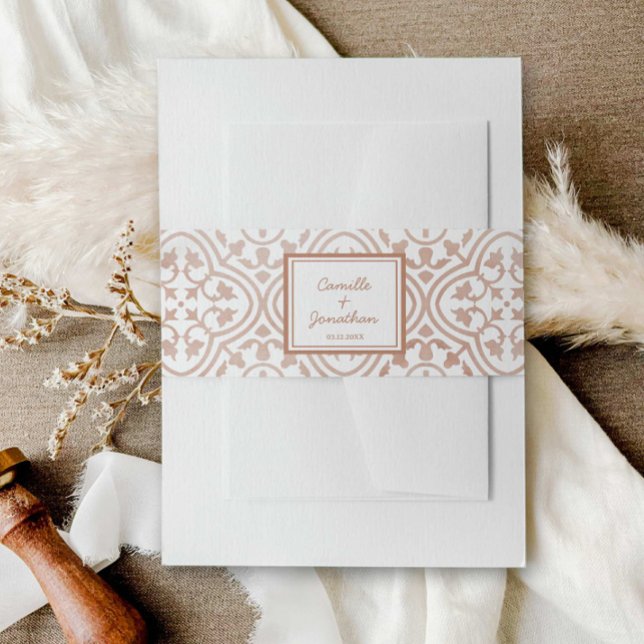 Bandeau De Faire-part Mariage rustique en terre cuite (Rustic Terracotta Boho Wedding Invitation Belly Band)