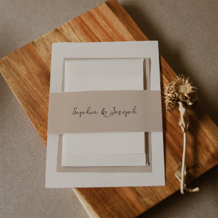 Bandeau De Faire-part Mariage rustique minimaliste Beige neutre foncé