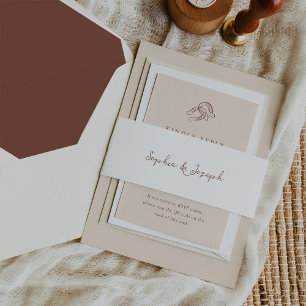 Bandeau De Faire-part Mariage rustique minimaliste Blanc et Brown