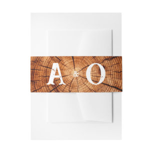 Bandeau De Faire-part Mariage Rustique Monogramme sur Tranche d'Arbre en