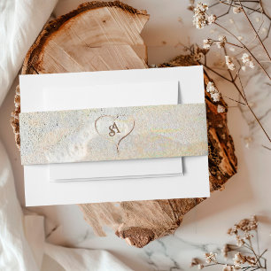Bandeau De Faire-part Mariage Rustique sur la Plage Monogramme en Forme