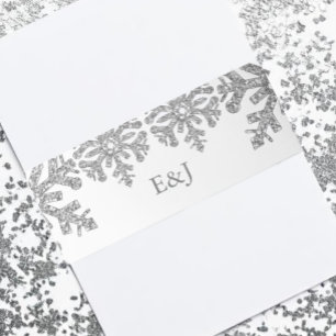 Bandeau De Faire-part Mariage Silver Winter Snowflake