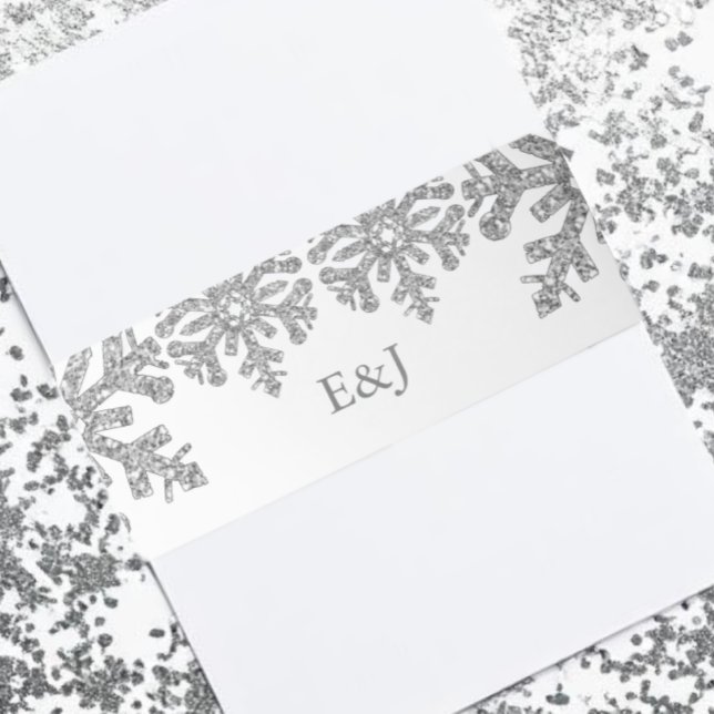 Bandeau De Faire-part Mariage Silver Winter Snowflake (Créateur téléchargé)